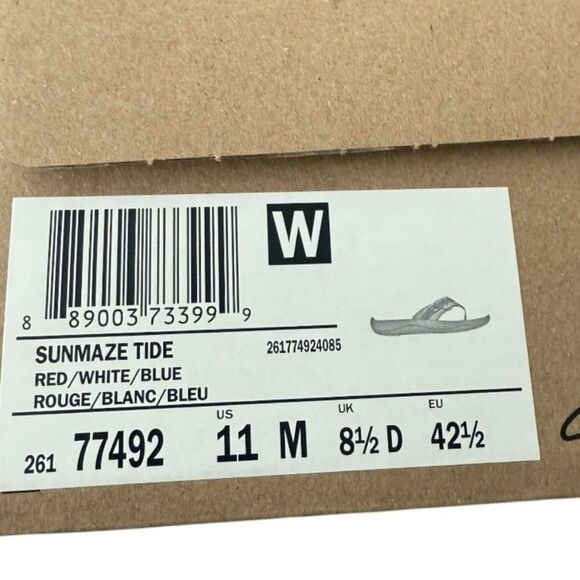 Clarks Cloudsteppers Sunmaze Tide Navy Sandals Flip Flops Red, White & Blue - Picture 9 of 9